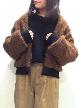 「SM2（エスエムツー）のアイテム（MA-1）」を使った、Sanaさん（レディース・153cm）の冬コーディネート