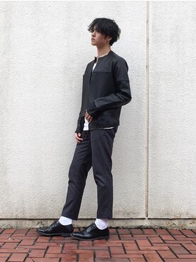 「SUNSEA（サンシー）のアイテム（ライダースジャケット）」を使った、ぴろさん（メンズ・184cm）の秋コーディネート