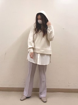 「細見えパンツ」｜akiさん（レディース・155cm）の冬コーディネート