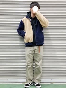「neos（ネオス）のアイテム（ブルゾン）」を使った、jinさん（メンズ・176cm）の冬コーディネート