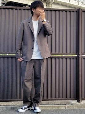 「アイテム（アナログ腕時計、ホワイト系）」を使った、jinさん（メンズ・176cm）の春コーディネート
