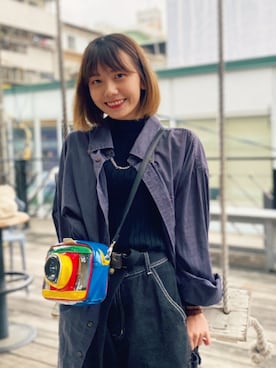 「TOMMY HILFIGER（トミーヒルフィガー）のアイテム（Outerwear、ブルー系）」を使った、Gin さん（レディース・150cm）の冬コーディネート