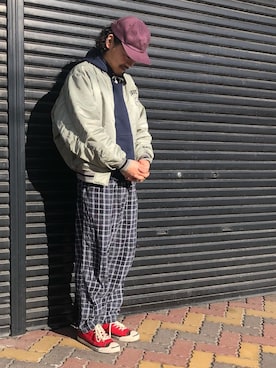 「CONVERSE（コンバース）のアイテム（スタジャン）」を使った、祥大⌘相互フォローさん（メンズ・172cm）の冬コーディネート