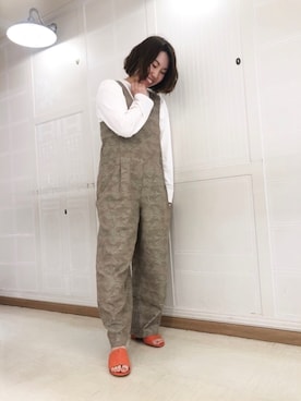 「JEANASIS（ジーナシス）のアイテム（サロペット/オーバーオール）」を使った、イオンモール名取店さん（レディース・160cm）の春コーディネート