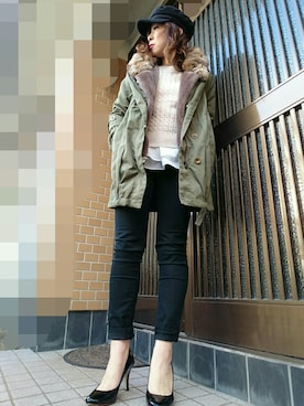 「JEANASIS（ジーナシス）のアイテム（モッズコート）」を使った、＊心愛＊ココさん（レディース・160cm）の冬コーディネート