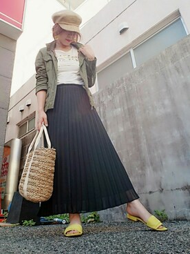 「ベルイエロー」｜「アイテム（その他）」を使った、＊心愛＊ココさん（レディース・160cm）の春コーディネート
