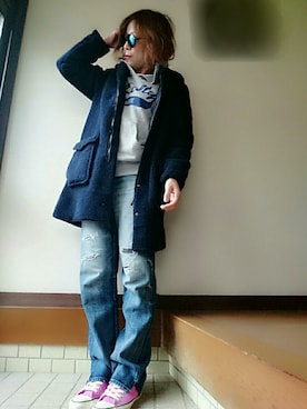 「ARMEN（アーメン）のアイテム（ジャケット/アウター）」を使った、＊心愛＊ココさん（レディース・160cm）の冬コーディネート