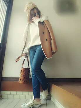 「URBAN RESEARCH（アーバンリサーチ）のアイテム（ムートンコート）」を使った、＊心愛＊ココさん（レディース・160cm）の冬コーディネート