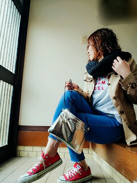 「シルバー」｜「アイテム（トレンチコート）」を使った、＊心愛＊ココさん（レディース・160cm）の冬コーディネート