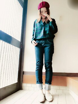 「アイテム（ラッピングキット、グリーン系）」を使った、＊心愛＊ココさん（レディース・160cm）の秋コーディネート