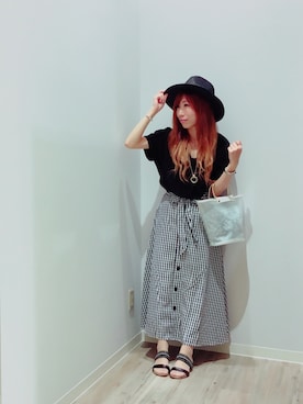 「スタッフコーデ」｜「アイテム（アクセサリー）」を使った、GRAND GLOBALつくば店さん（レディース・154cm）の夏コーディネート