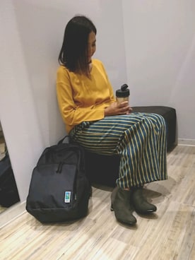 「アイテム（ブーティ、グリーン系）」を使った、GRAND GLOBALつくば店さん（レディース・163cm）の秋コーディネート