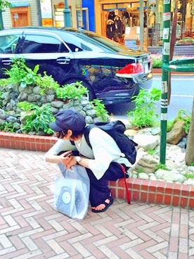 「chapter world（チャプターワールド）のアイテム（帽子）」を使った、@山豆さん（メンズ・177cm）の夏コーディネート