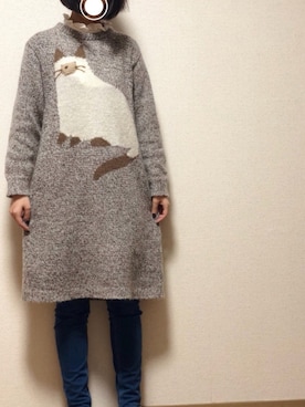 「ローリーズファーム(LOWRYS FARM)」｜「アイテム（チュニック）」を使った、himikoさん（レディース・157cm）の冬コーディネート