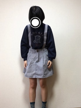 「サロペットスカート」｜「アイテム（スウェット）」を使った、himikoさん（レディース・157cm）の春コーディネート