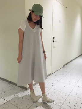 「14+（イチヨンプラス）のアイテム（キャップ）」を使った、chiyoka kashima さん（レディース・164cm）の夏コーディネート