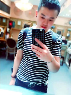 「DW（ディーダブリュー）のアイテム（アクセサリー）」を使った、小宇欧巴さん（メンズ・180cm）の春コーディネート