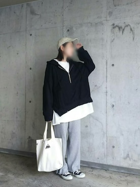 「ボーイッシュ」｜「アイテム（チュニック）」を使った、maruさん（レディース・157cm）の春コーディネート