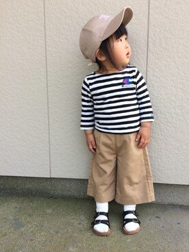 「CORVA（コルヴァ）のアイテム」を使った、Mutsumi Mizueさん（キッズ・80cm）の春コーディネート