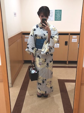 「GRL（グレイル）のアイテム（浴衣）」を使った、maiさん（レディース・154cm）の夏コーディネート