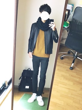 「RAGEBLUE（レイジブルー）のアイテム（ライダースジャケット）」を使った、ryo_kandaさん（メンズ・175cm）の冬コーディネート