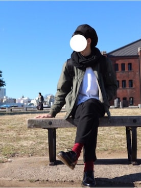 「RAGEBLUE（レイジブルー）のアイテム（ハンチング/ベレー帽）」を使った、ryo_kandaさん（メンズ・175cm）の冬コーディネート