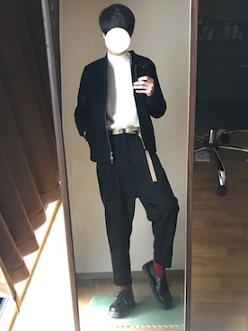 「Dr. Martens（ドクターマーチン）のDr.Martens ドクターマーチン 1461Z 3EYE GIBSON SHOE 3ホール ギブソン シューズ 11838002 BLACK（ブーツ）」を使った、ryo_kandaさん（メンズ・175cm）の冬コーディネート