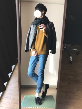 「RAGEBLUE（レイジブルー）のアイテム（ライダースジャケット）」を使った、ryo_kandaさん（メンズ・175cm）の冬コーディネート