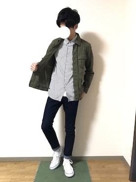 「NANO universe（ナノユニバース）のアイテム（ミリタリージャケット）」を使った、ryo_kandaさん（メンズ・175cm）の春コーディネート