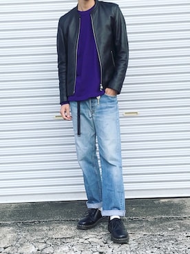 「STUDIOUS（ステュディオス）のアイテム（ライダースジャケット）」を使った、ryo_kandaさん（メンズ・175cm）の秋コーディネート