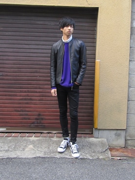「STUDIOUS（ステュディオス）のアイテム（ライダースジャケット）」を使った、ryo_kandaさん（メンズ・175cm）の秋コーディネート