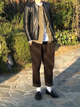 「STUDIOUS（ステュディオス）のアイテム（ライダースジャケット）」を使った、ryo_kandaさん（メンズ・175cm）の秋コーディネート