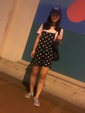 「MONKI（モンキ）のアイテム（オールインワン・サロペット）」を使った、NVCIVさん（レディース・165cm）の夏コーディネート