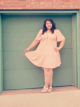 「アイテム（ドレス、ピンク系）」を使った、Flower Leosさん（レディース・173cm）の夏コーディネート