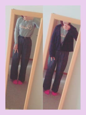 「雨の日コーデ」｜「アイテム（ピーコート）」を使った、みちゃん。さん（レディース・158cm）の春コーディネート