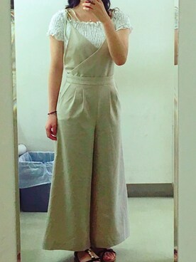 「アイテム（つなぎ/オールインワン、ベージュ系）」を使った、みちゃん。さん（レディース・158cm）の夏コーディネート