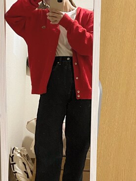 Lacoste ラコステ のカーディガン ボレロ レッド系 を使ったレディース人気ファッションコーディネート Wear