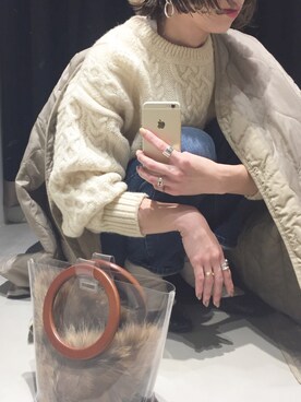 「MERCI（メルシー）のアイテム（ジャケット/アウター）」を使った、___kさん（レディース・160cm）の冬コーディネート