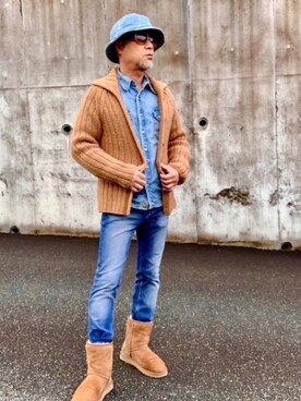 カーディガン ボレロを使った 50代カジュアル のメンズ人気ファッションコーディネート Wear