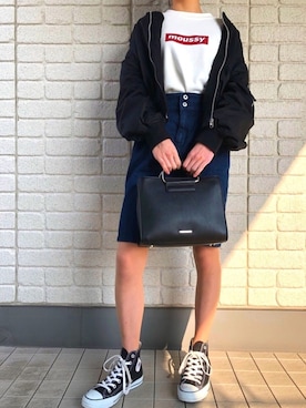 「おかげ横丁」｜「アイテム（MA-1）」を使った、Y◡̈⃝︎⋆︎*さん（レディース・160cm）の春コーディネート