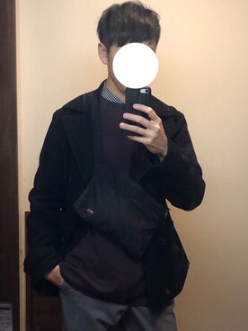 「GU（ジーユー）のアイテム（ピーコート）」を使った、かずやさん（メンズ・178cm）の冬コーディネート
