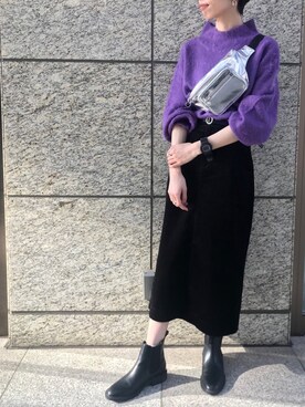 ボディバッグ ウエストポーチを使った 紫 のレディース人気ファッションコーディネート ユーザー ショップスタッフ 身長 161cm 170cm Wear