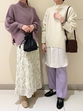 「LOWRYS FARM（ローリーズファーム）のストレッチヒールブーツ　851418（ブーツ）」を使った、YUU   LOWRYS FARMルクアさん（レディース・164cm）の冬コーディネート