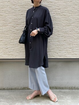 「LOWRYS FARM（ローリーズファーム）のセンタープレスカラーフレアパンツ　870189（その他パンツ）」を使った、YUU   LOWRYS FARMルクアさん（レディース・164cm）の春コーディネート