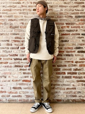 「CAMP7（キャンプセブン）のアイテム（その他アウター）」を使った、おっきーさん（メンズ・170cm）の春コーディネート