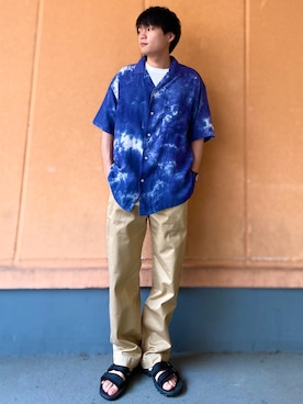 「CAMP7（キャンプセブン）のアイテム（サンダル）」を使った、おっきーさん（メンズ・170cm）の春コーディネート