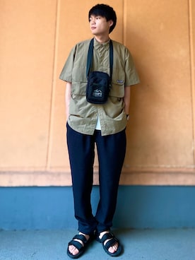 「CAMP7（キャンプセブン）のアイテム（サンダル）」を使った、おっきーさん（メンズ・170cm）の春コーディネート
