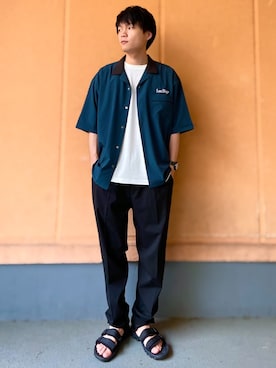 「CAMP7（キャンプセブン）のアイテム（サンダル）」を使った、おっきーさん（メンズ・170cm）の夏コーディネート