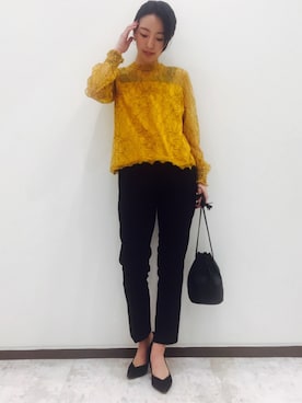 「黒パンツ」｜kusumotochieさん（レディース・158cm）の春コーディネート