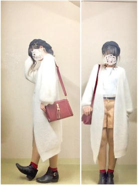 「キャメル」｜「アイテム（ブーティ）」を使った、mahoさん（レディース・151cm）の冬コーディネート